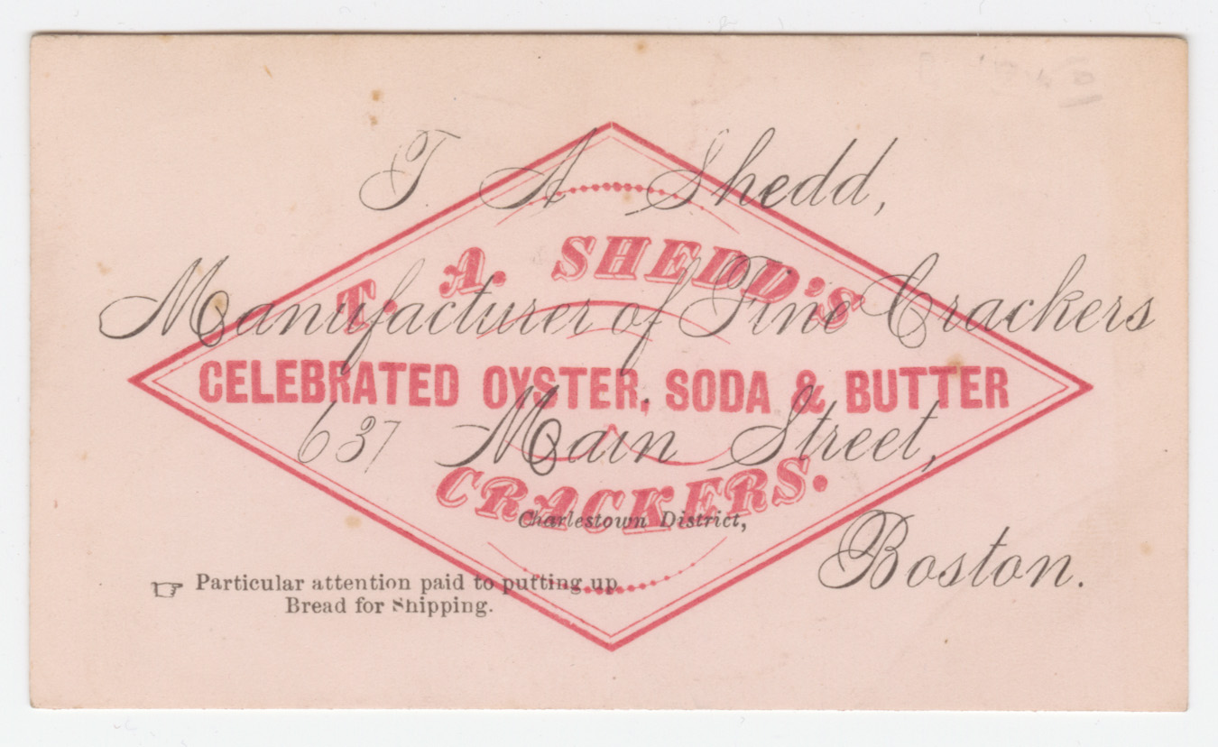 T. A. Shedd's Crackers trade card