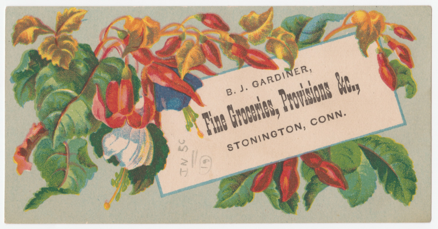 B.J. Gardiner, Fine Groceries, Provisions &c., Stonington, Conn. trade card