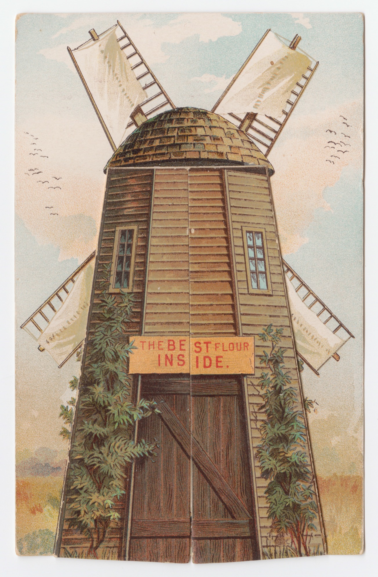 Windmill trade card, doors closed