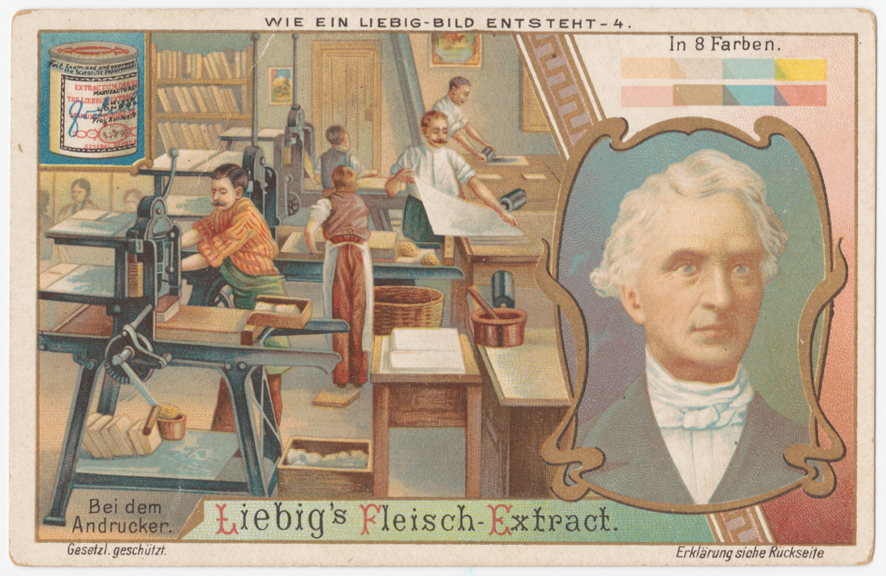 Printers inking stones, step 4 of the chromo-lithography technique