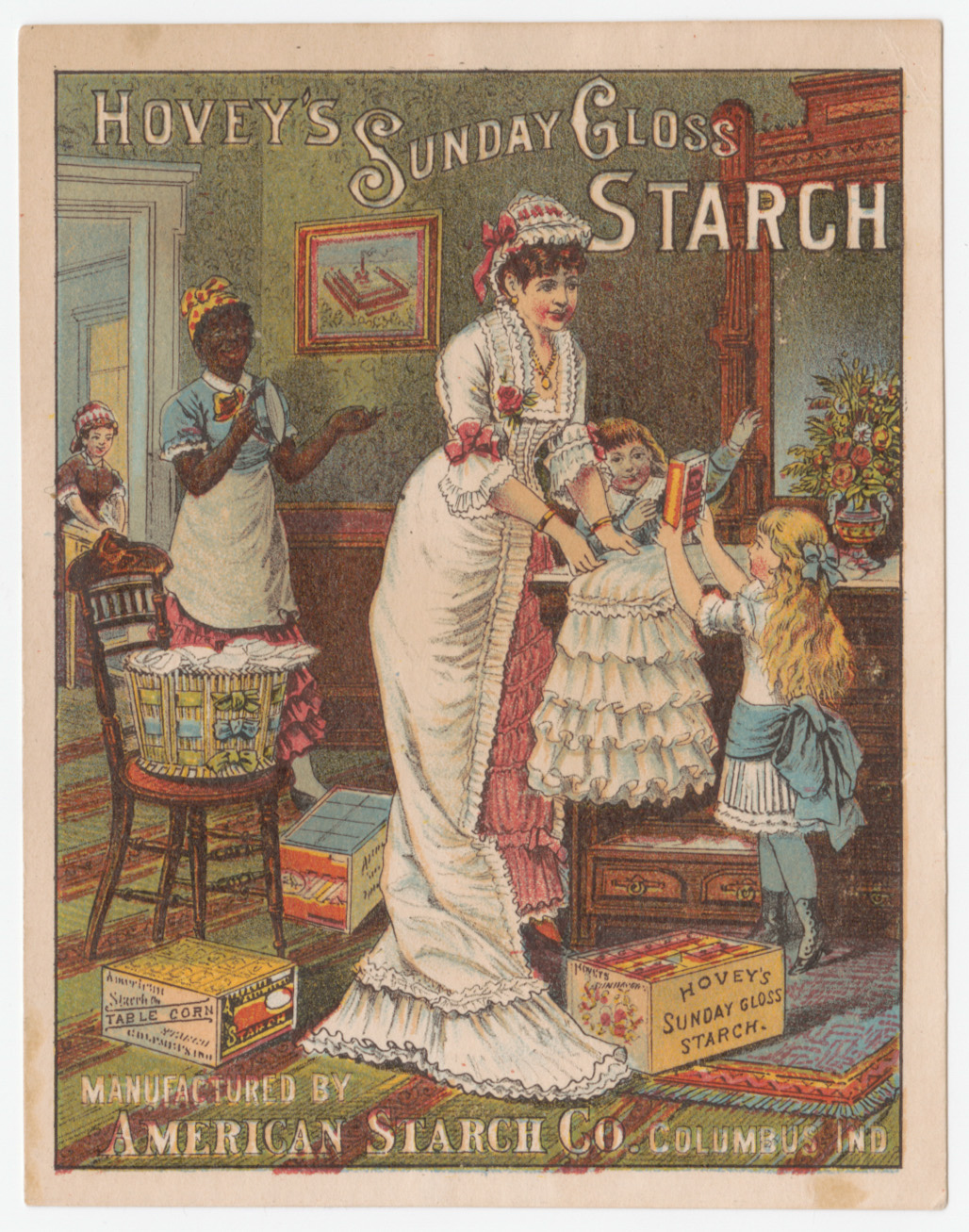 "Hovey's Sunday Gloss Starch" trade card