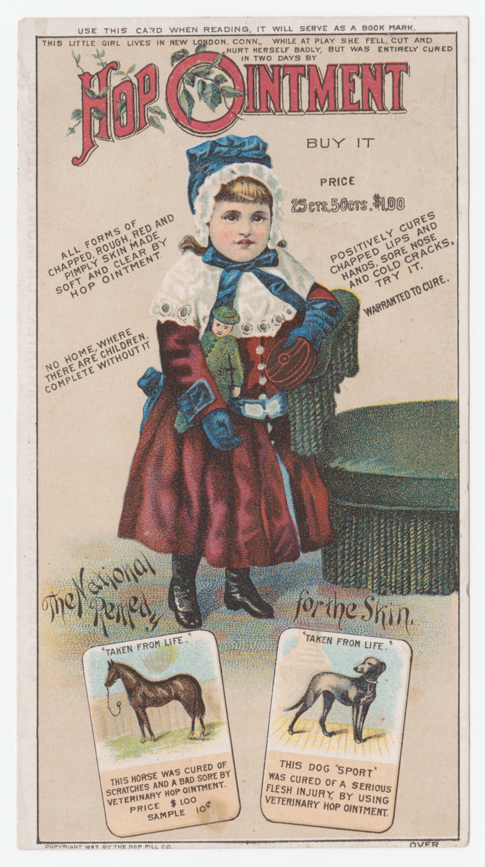 Hop Ointment trade card, depicting young girl