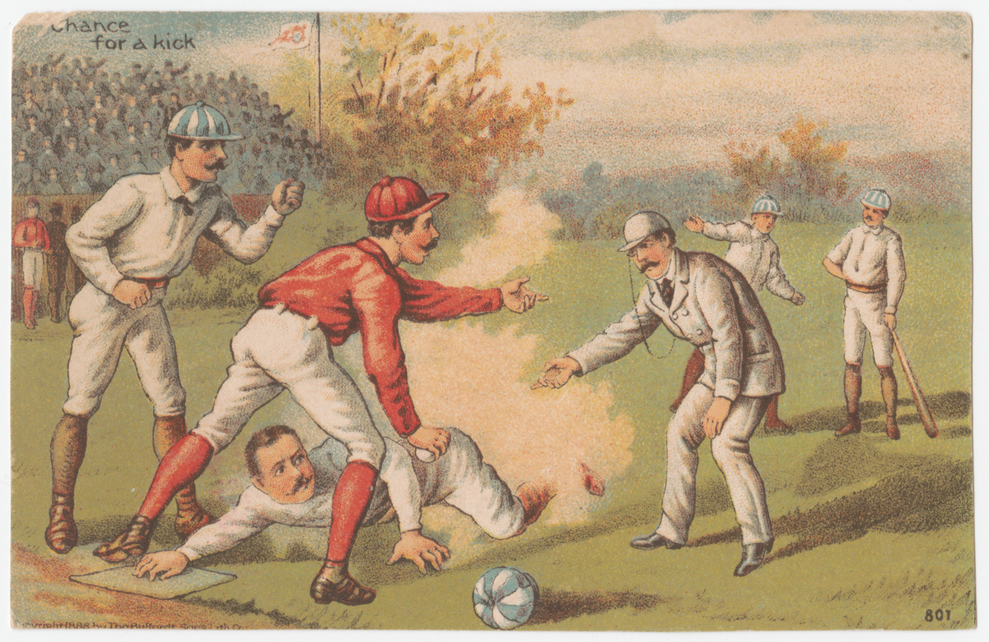 Trade card depicting baseball players