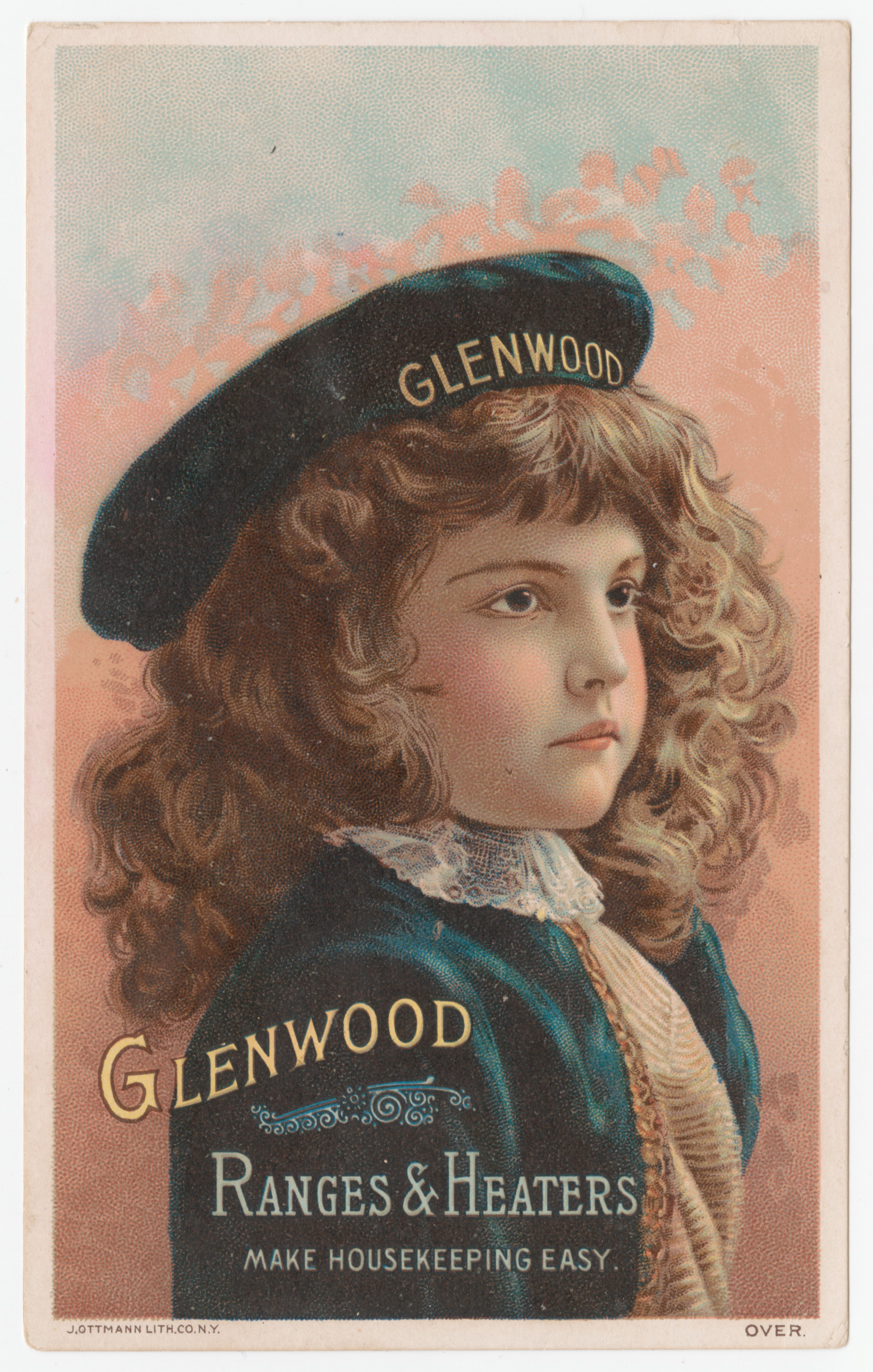 Glenwood Ranges & Heaters trade card, depicting young girl