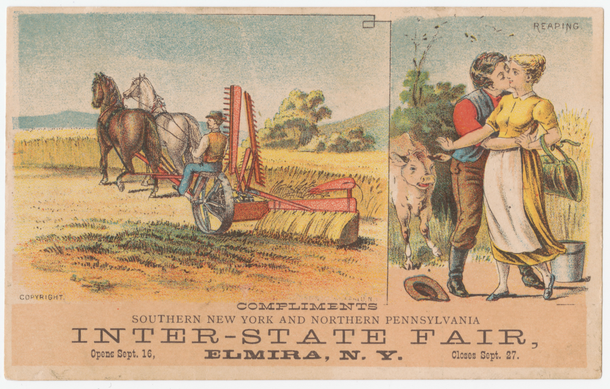 Second card in a three card series depicting a brief love story (shared kiss)