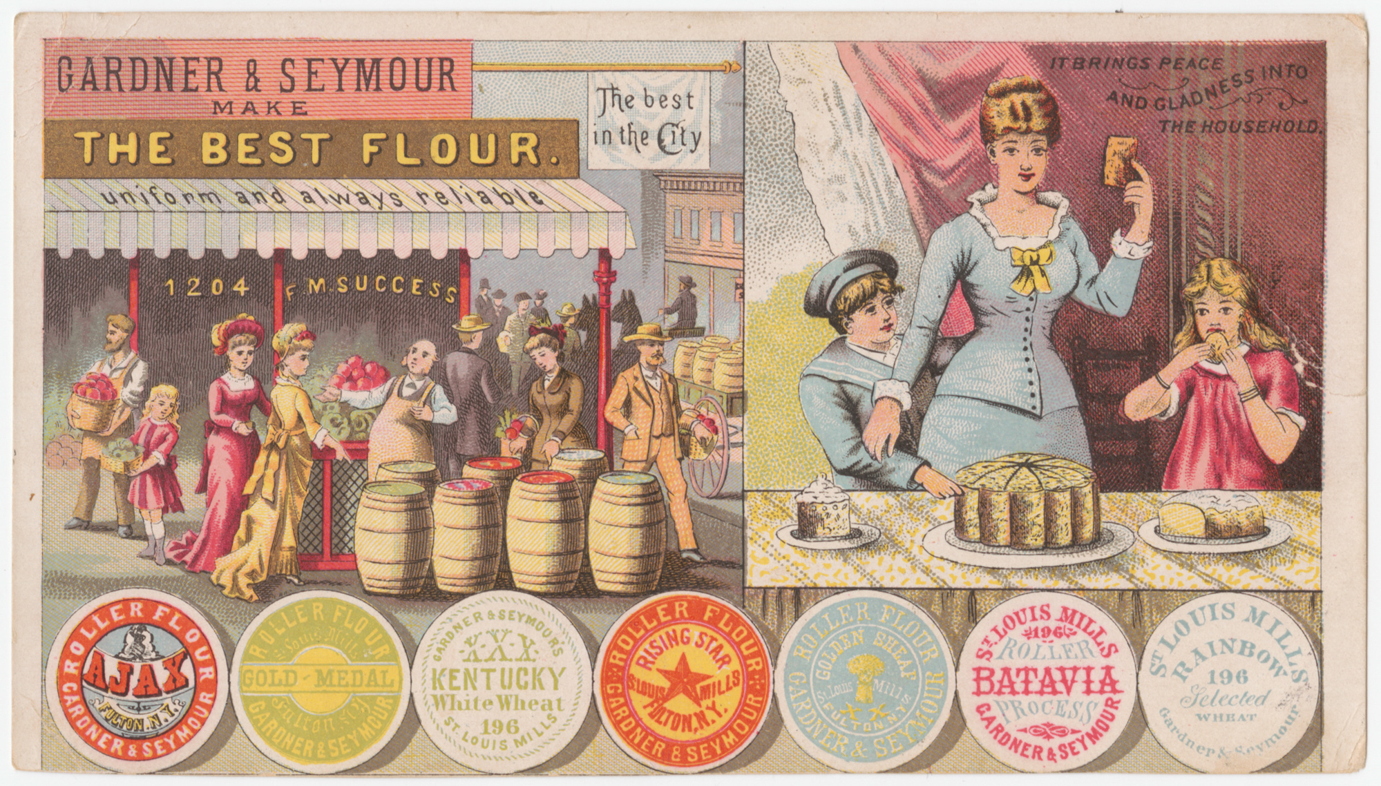 "Gardner & Seymour make the best flour" trade card