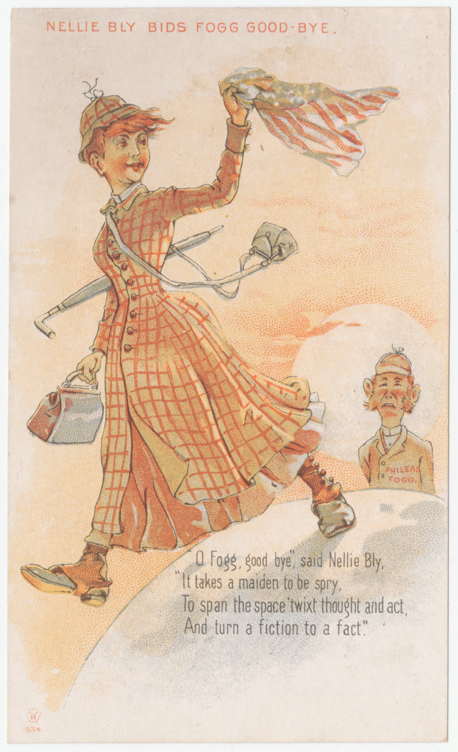 Trade card depicting Nellie Bly
