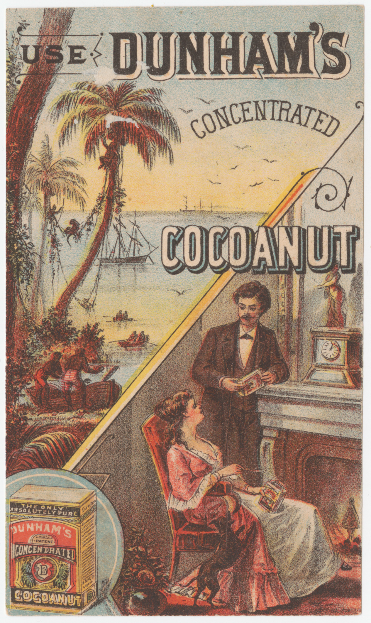 "Use Dunham's concentrated cocoanut" trade card