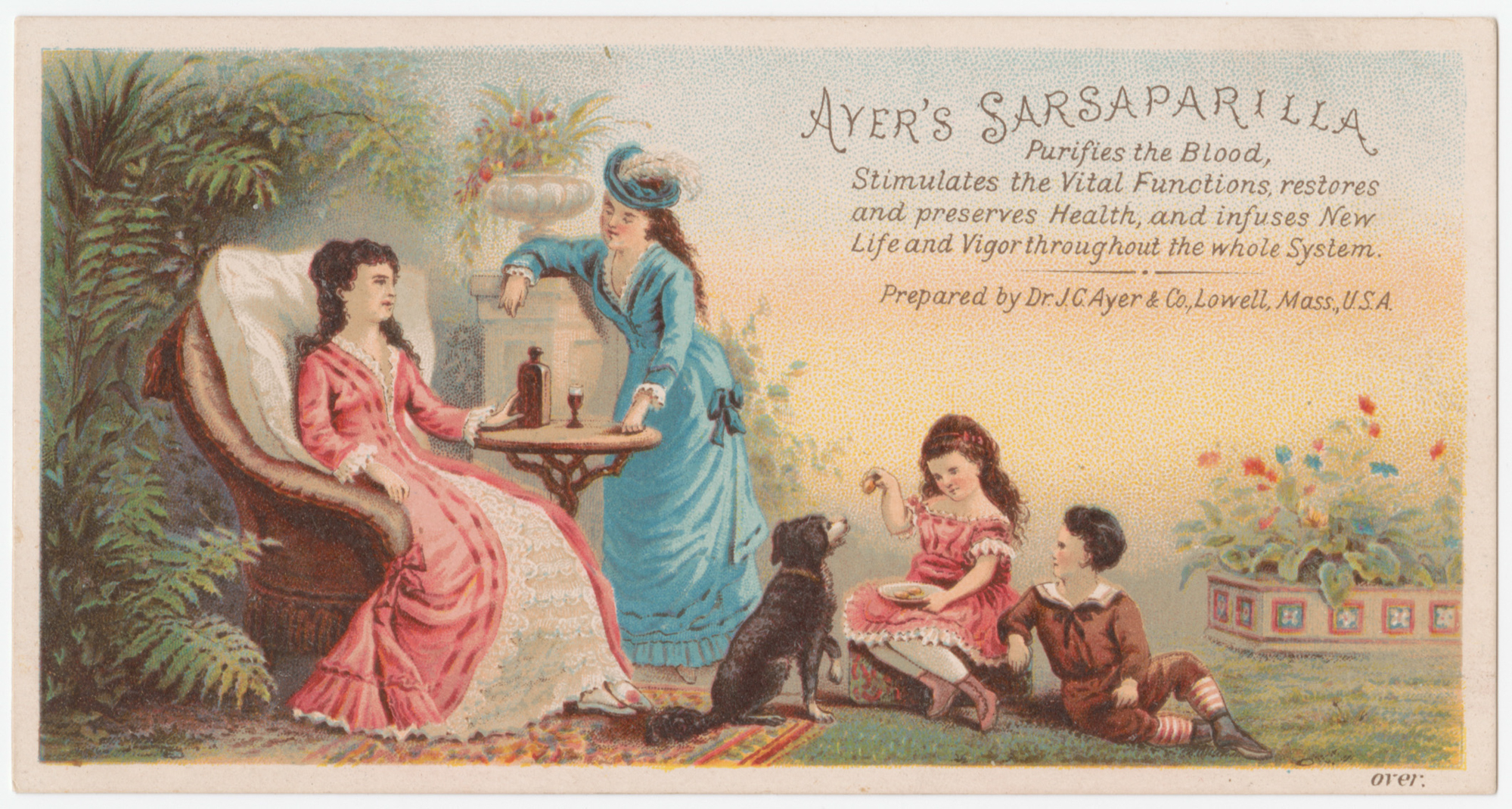 "Ayer's sarsaparilla" trade card, selling a blood purifier